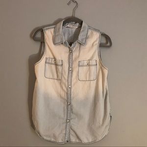 Ombré Sleeveless Denim Button Down